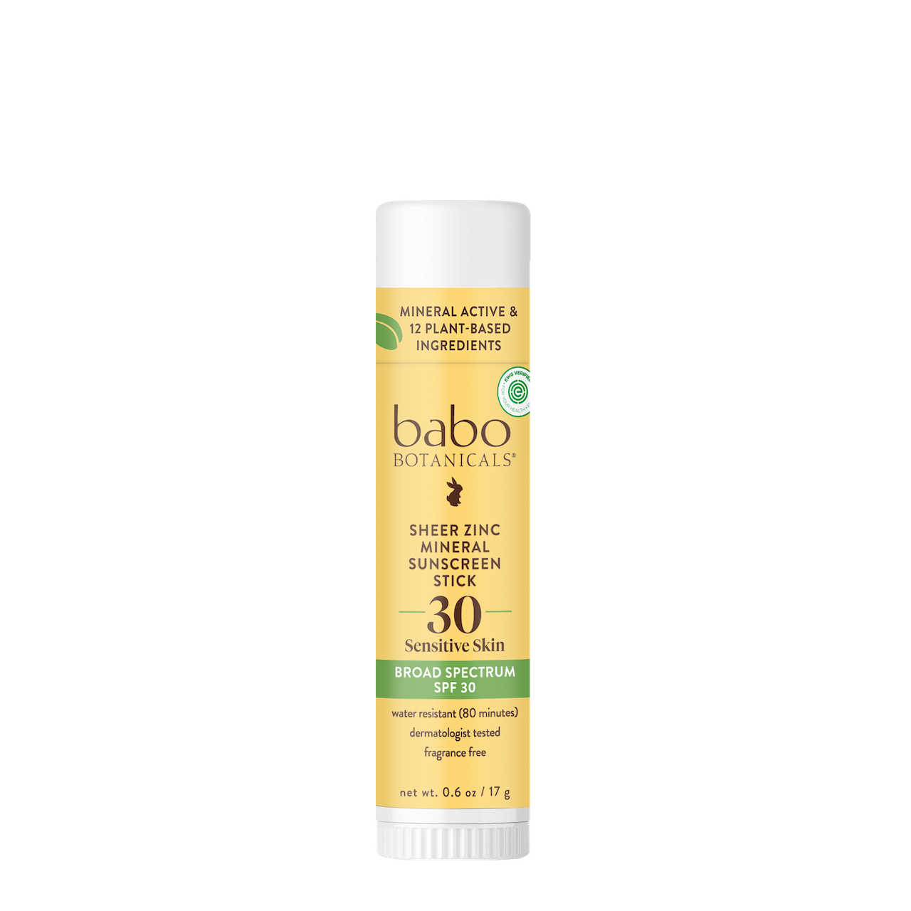 Babo Botanicals Clear Zinc Sport Stick SPF 30 Fragrance Free MADE SAFE