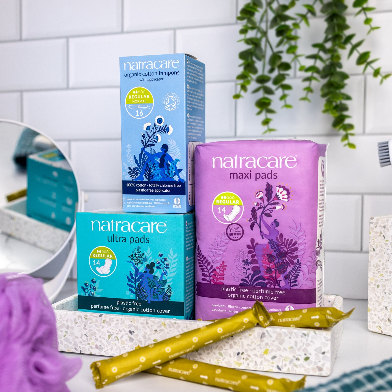 natracare ultra pads, organic cotton tampons, and maxi pads MADE SAFE