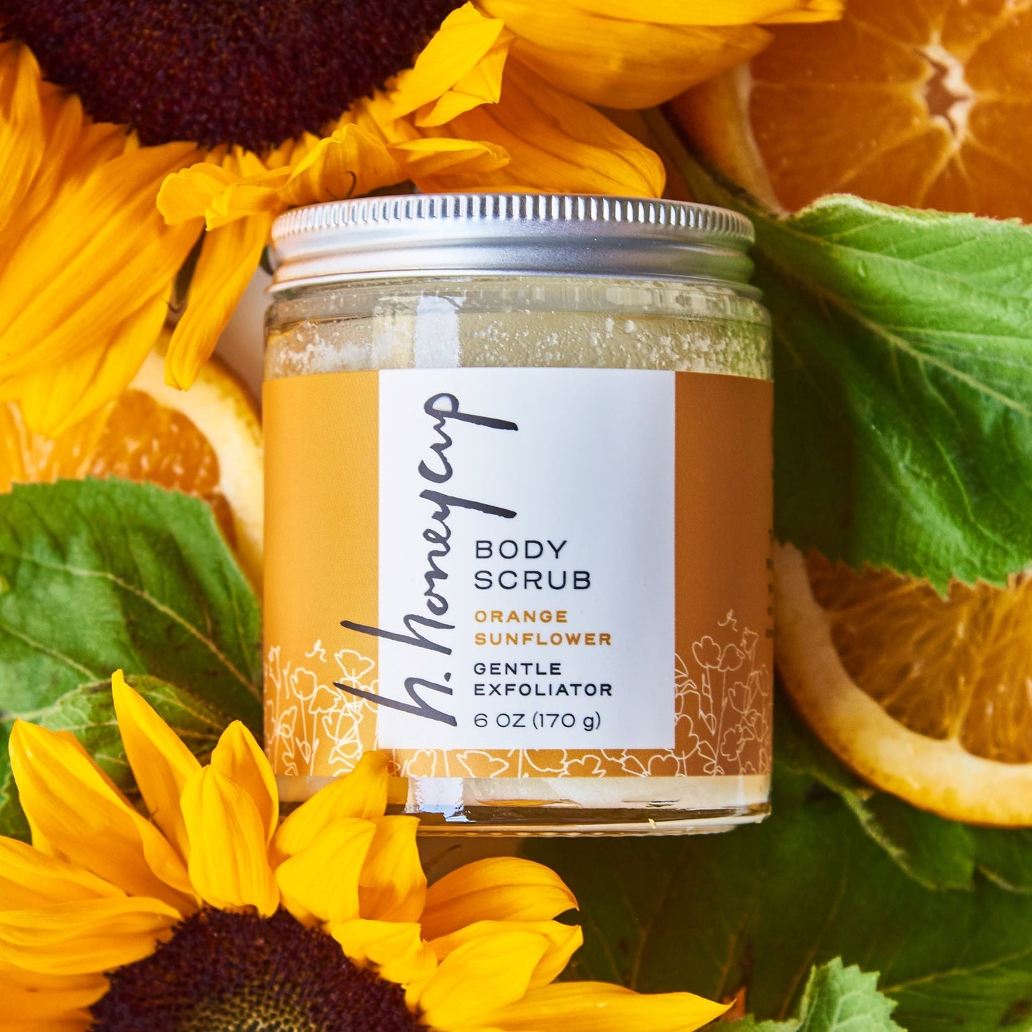 H Honeycup Body Scrub Orange Sunflower MADE SAFE