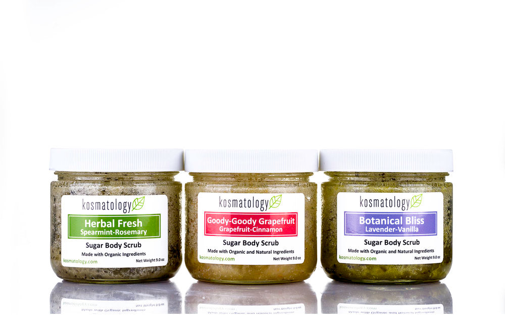Kosmatology Sugar Scrub Lineup MADE SAFE