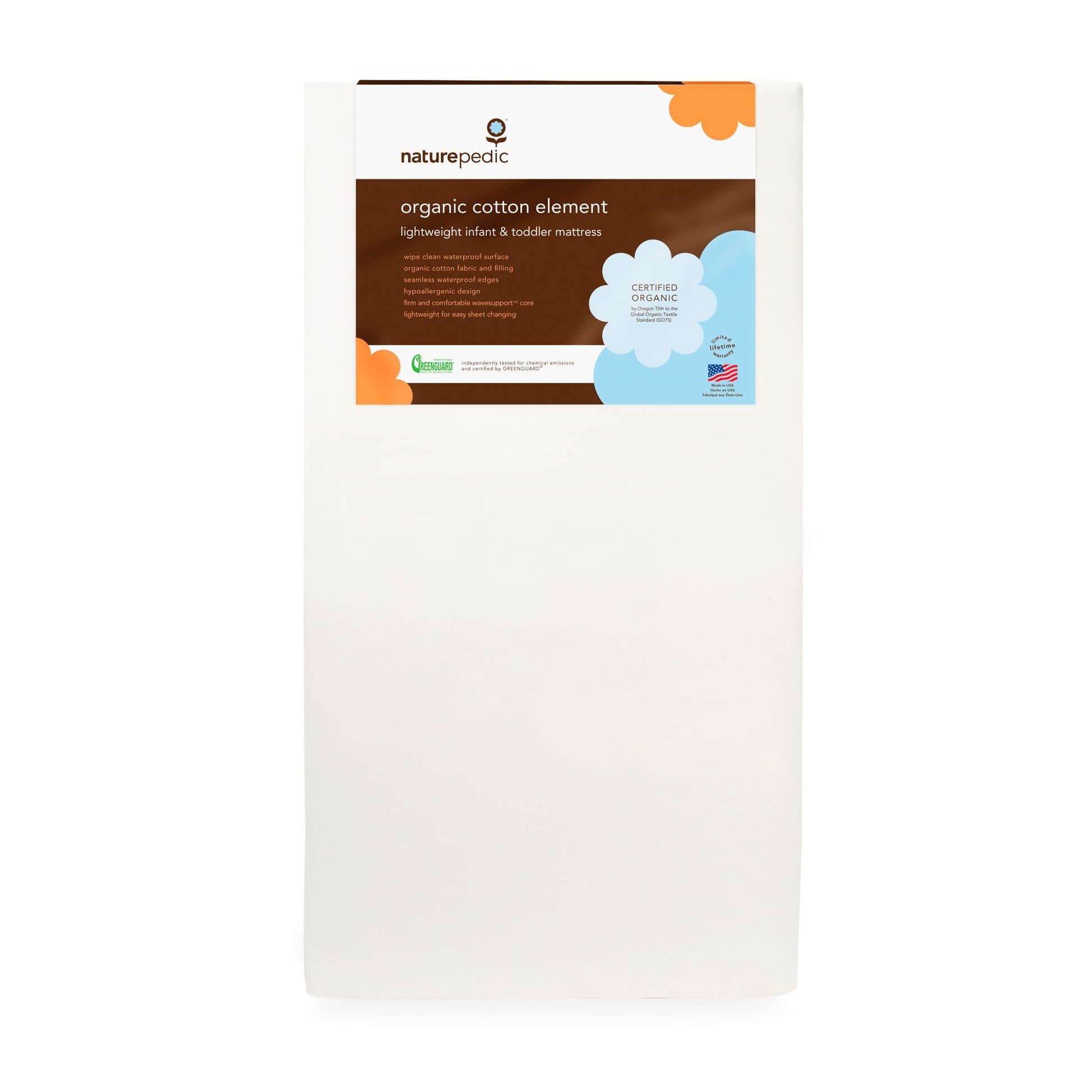 Naturepedic Organic Cotton Element Infant Toddler Mattress MADE SAFE
