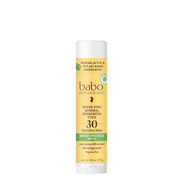 Babo Botanicals Clear Zinc Sport Stick SPF 30 Fragrance Free MADE SAFE
