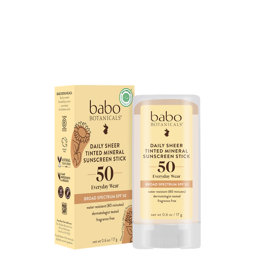Babo Botanicals Tinted Face Mineral Stick SPF 50 Fragrance Free MADE SAFE