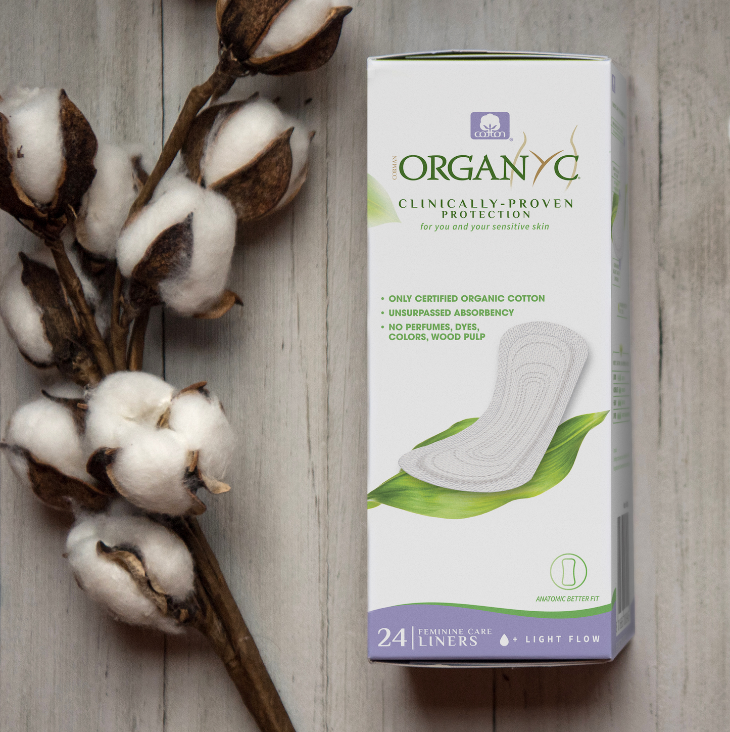 Organyc Flat Packed Panty Liners Light Flow MADE SAFE