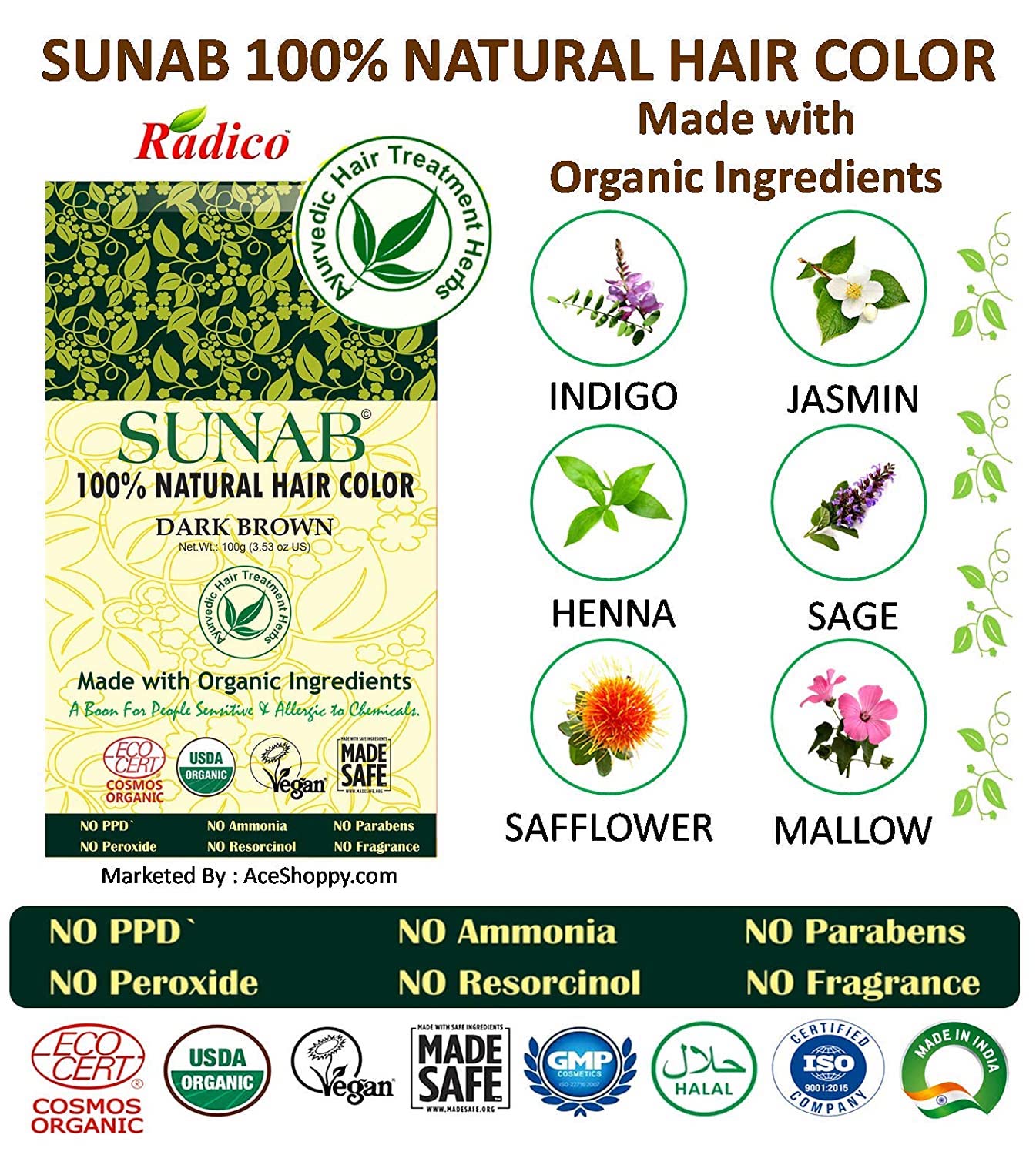 Radico Colour Me Organic Hair Color Sunab Packaging MADE SAFE